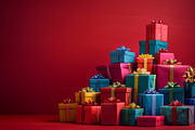 86 Gift boxes with ribbons and bows, a Holiday Photo by Handmadefont (Thumbnail 50 of 90)
