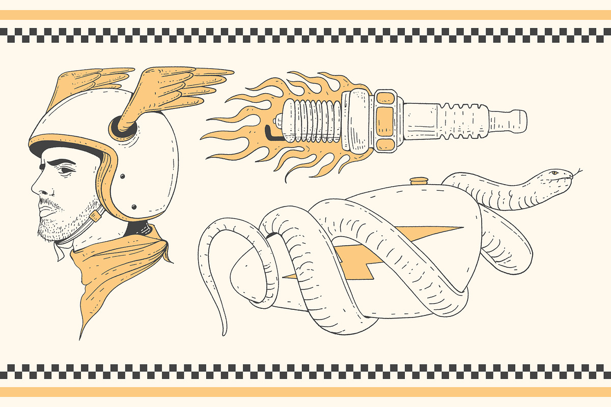 Motorcycle Set, an Illustration by Bromz Studio (Photo 3 of 6)