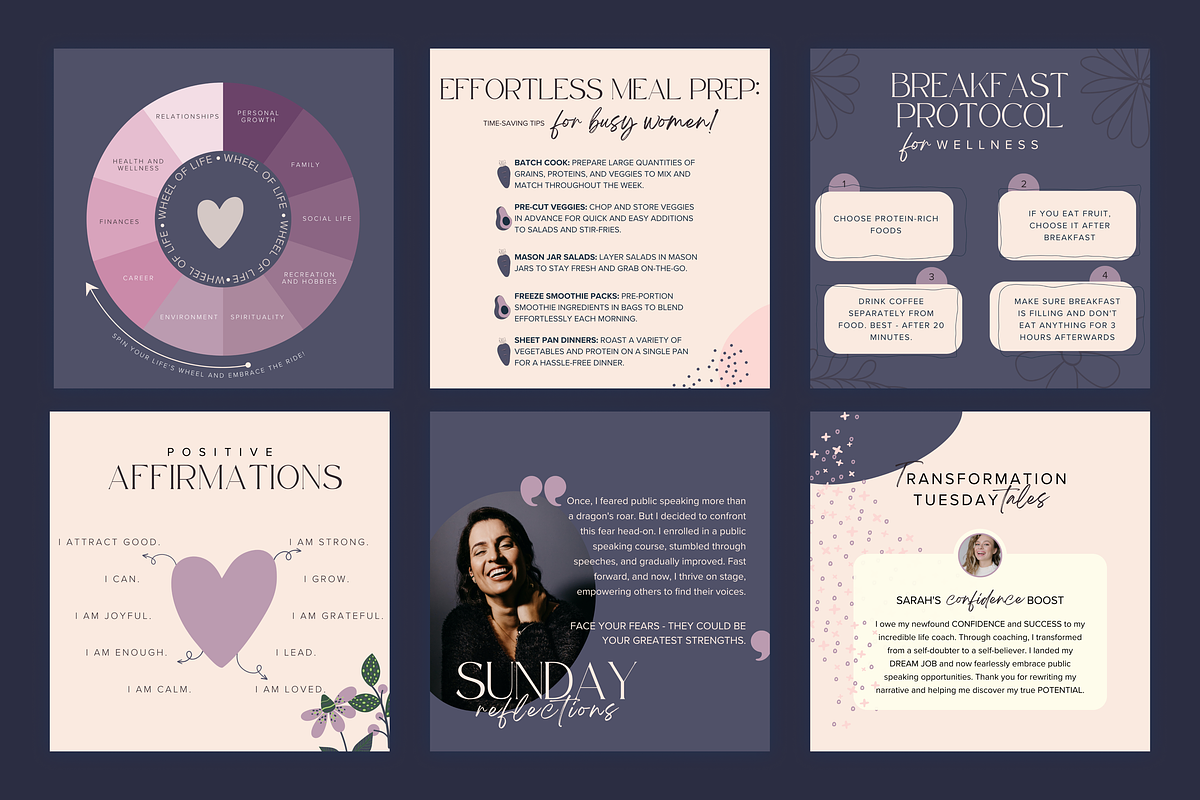 90+ Life Coach Social Media Template, a Social Media Template by Glow Muse Studio (Photo 6 of 10)