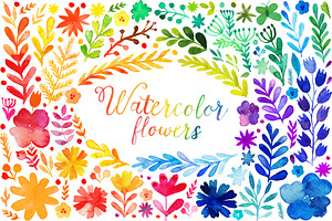 Watercolor flowers collection