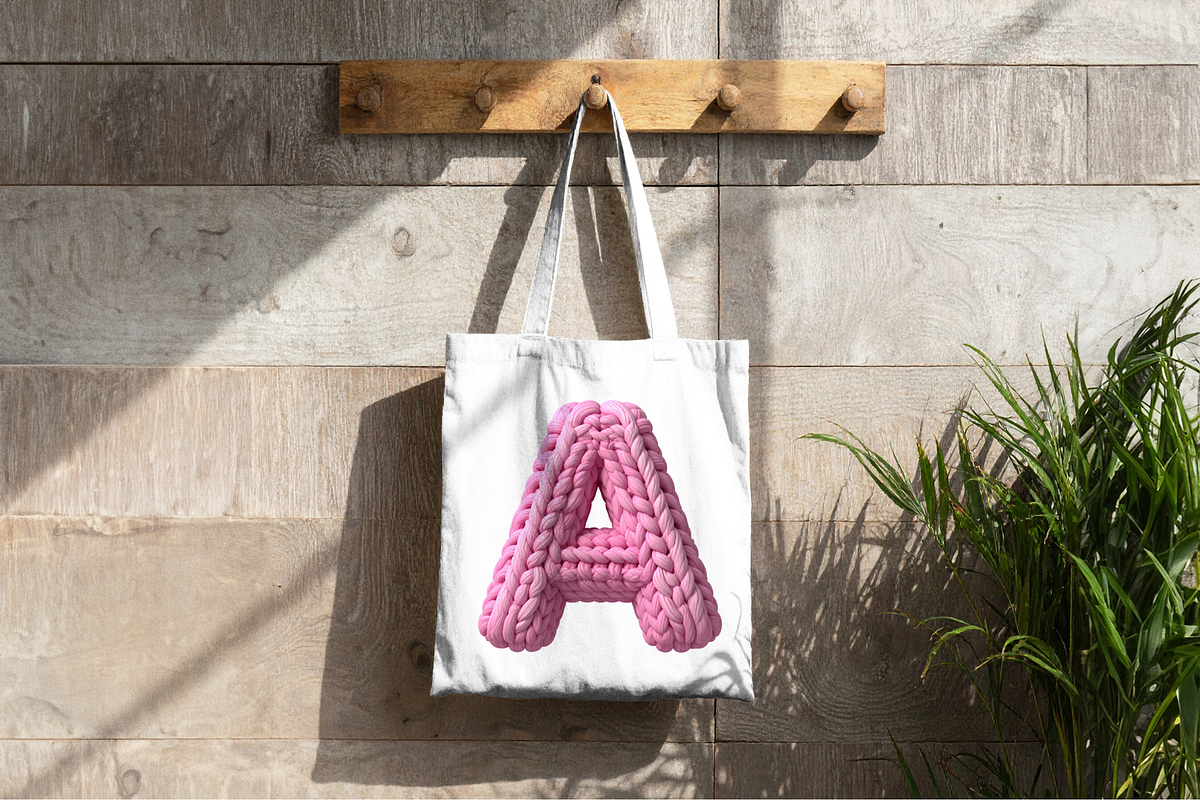 Knitted alphabet Pink yarn letters, an Object Graphic by SindyPrintDesign (Photo 4 of 4)