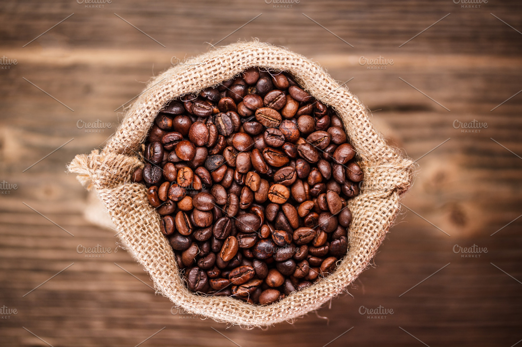 Roasted Coffee Beans Featuring Sack Bag And Pile