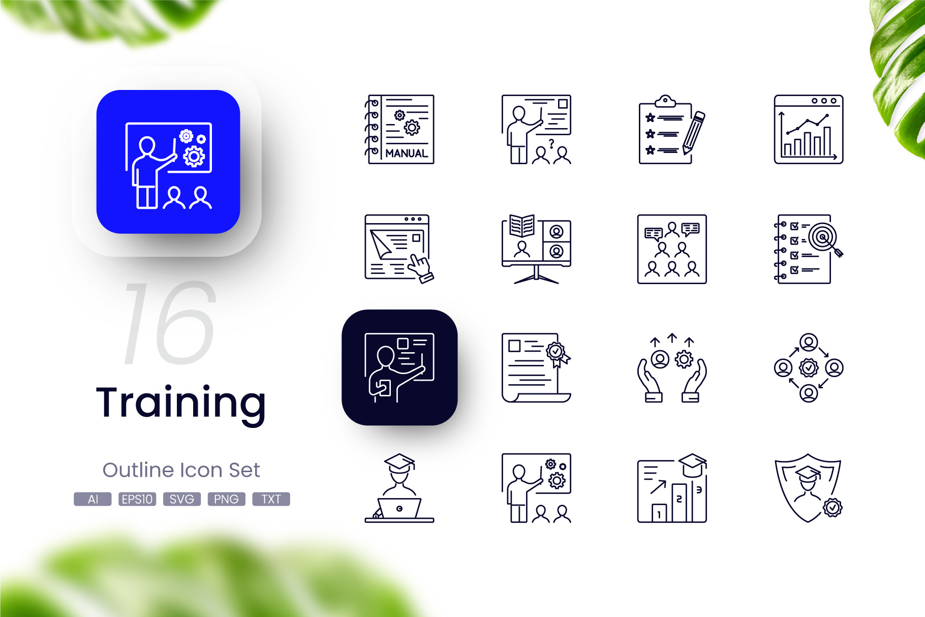 Training Outline Icons set