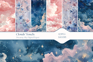 Dreamy Sky: Watercolor Digital Paper