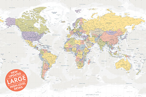 Vector World Map - Large&Detailed, an Illustration by PorcuPen Works