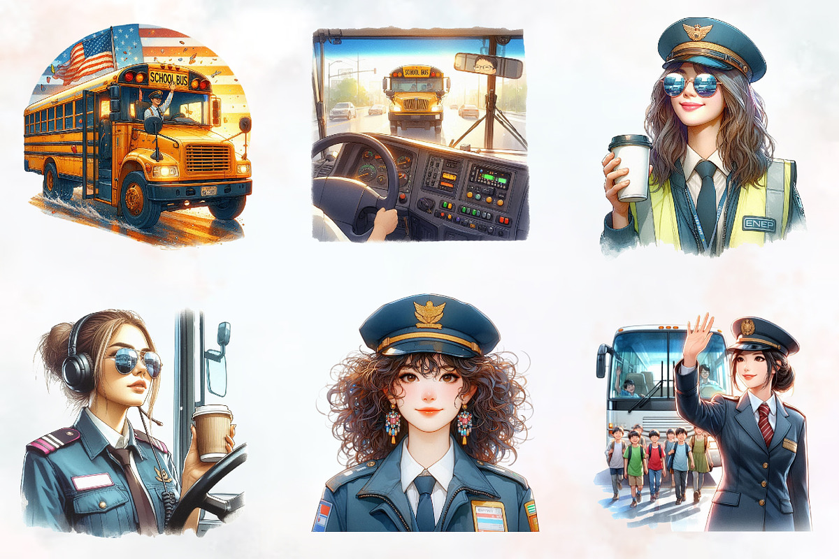 Bus Driver Watercolor Clipart, an Illustration by RobertsArt (Photo 5 of 8)
