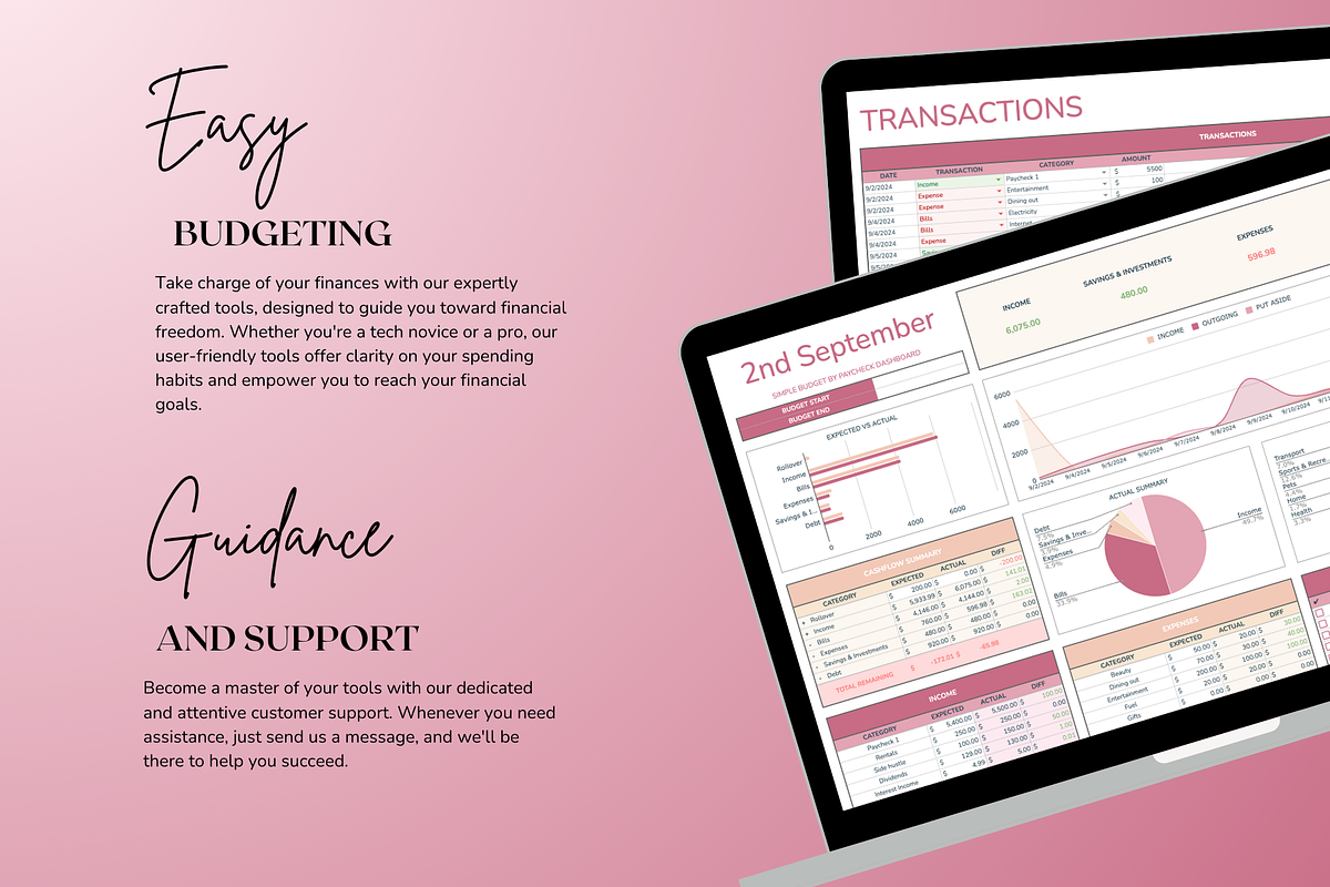 Simple Paycheck Budget - Red, a Templates & Theme by The Creative Plans co (Photo 9 of 10)