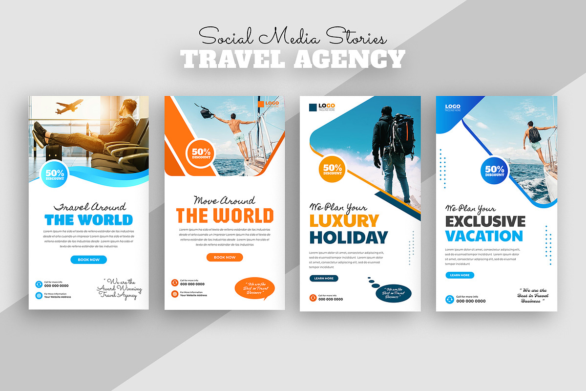 Travel Agency Social Media Stories, a Social Media Template by nandinigraphics