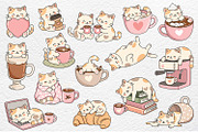 Cats & Coffee Stickers Clipart, a Food Illustration by Watercolor dreams (Thumbnail 3 of 4)