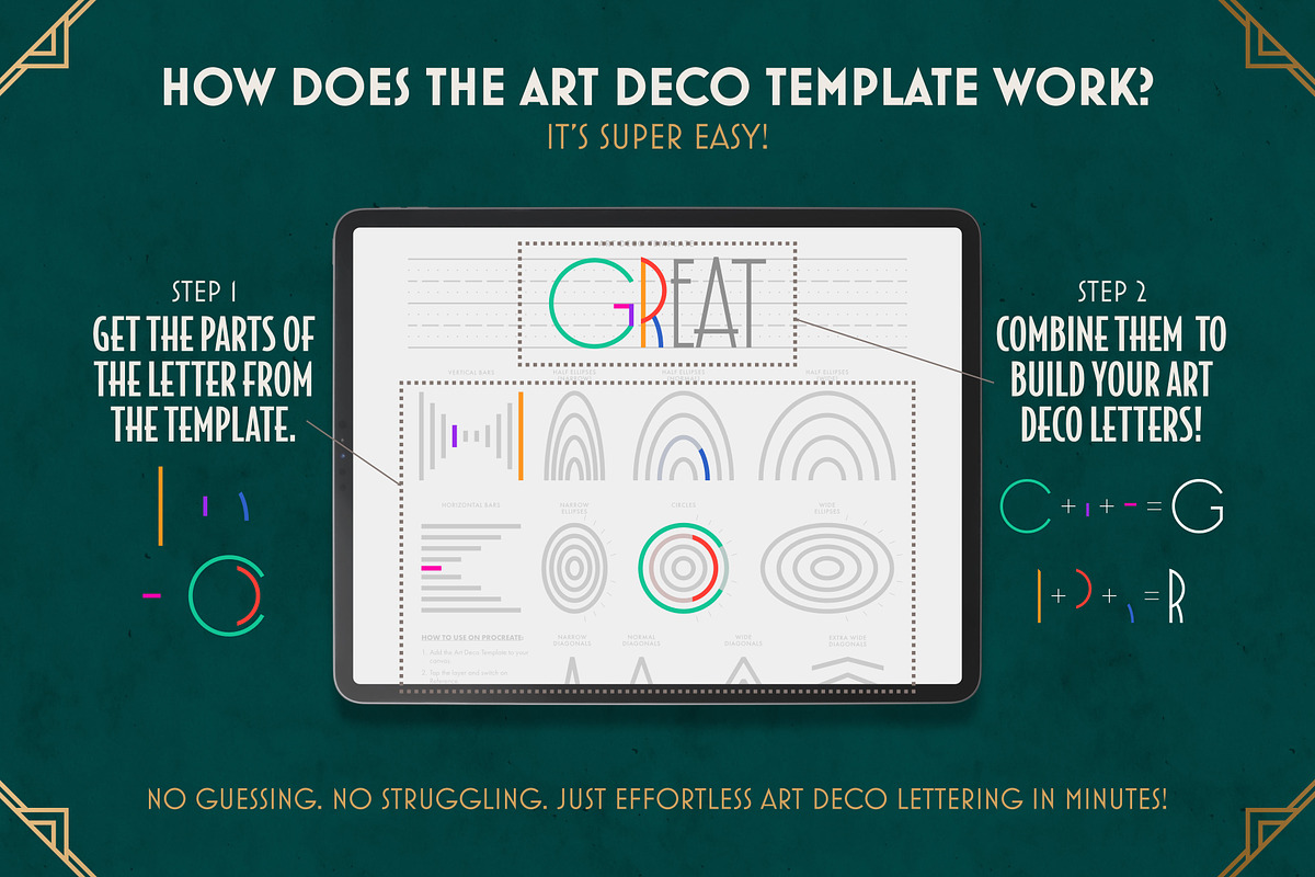 Modern Art Deco Lettering Toolkit, a Brush Add-On by Nico-Ng (Photo 4 of 11)