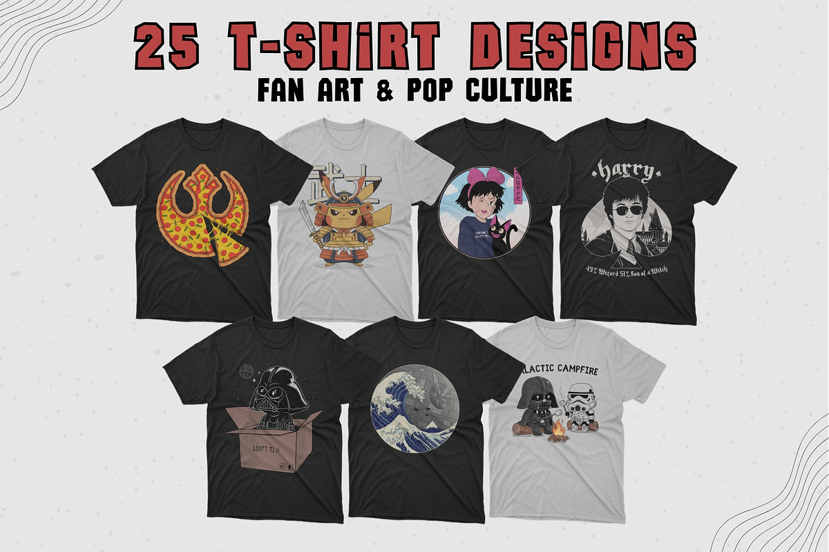 25 Pop Culture T-shirt Designs, a Graphic by GODZILLARGE (Photo 1 of 5)