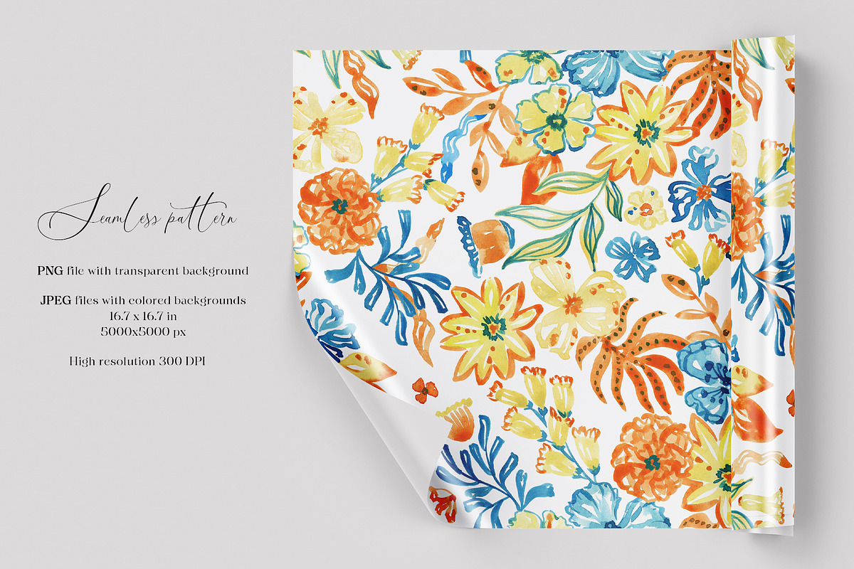 Colorful Flowers Seamless Pattern, a Pattern Graphic by SirenaArt (Photo 3 of 15)