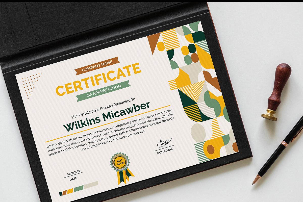 Geometric Certificate Design Layout, a Stationery Template by MightyDesign (Photo 3 of 6)