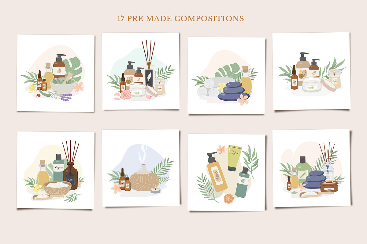 Aroma and beauty vector clipart, a Healthcare Illustration by Nadezhda Mikhailova (Photo 5 of 9)
