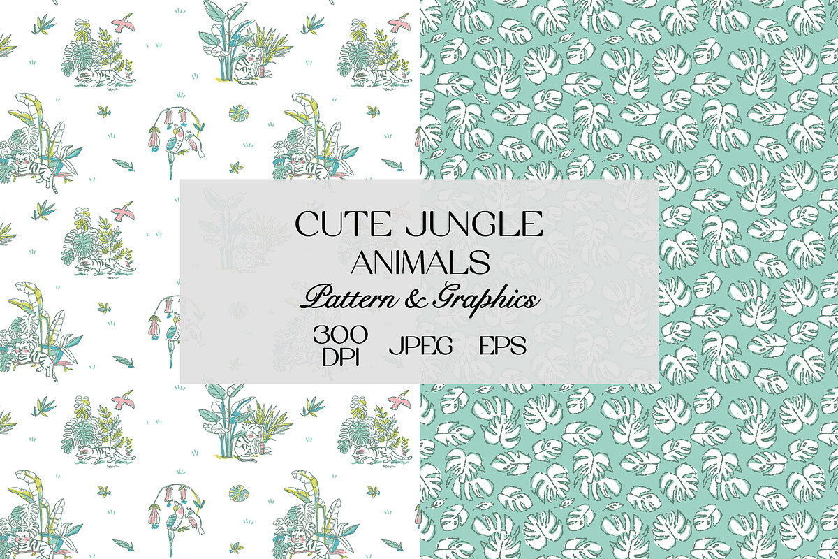 Cute Jungle Animal Pattern Bundle, a Pattern Graphic by StudioGlouna (Photo 1 of 9)