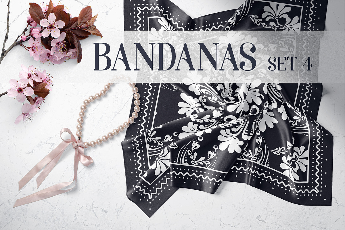 Bandanas silk scarf set 4, a Pattern Graphic by ilonitta (Photo 1 of 3)