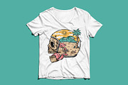 skull wearing helmet and beach scene, an Illustration by gunaonedesign (Thumbnail 3 of 4)