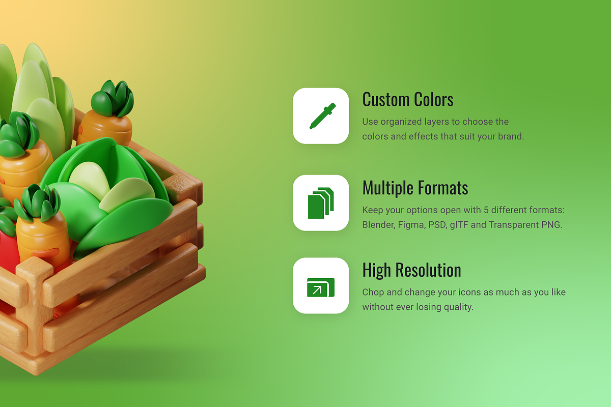 3D Farming Icons, a Plants & Tree 3D Model by Flat Icons (Photo 2 of 6)