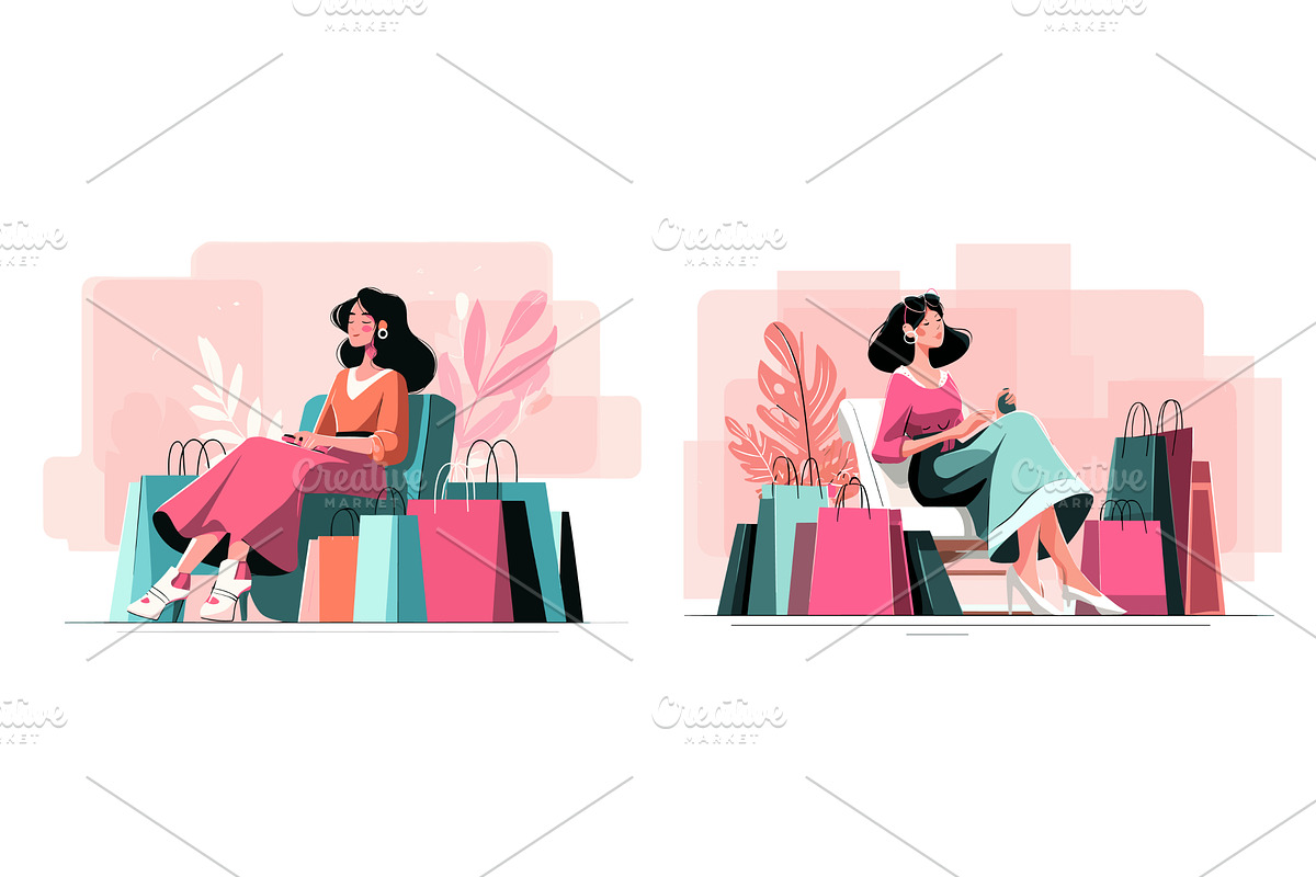 Shopaholic woman concept. Fashion, a Person Illustration by Stock-Smart-Start