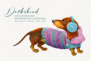 Dachshund Cute Winter Dog, an Animal Illustration by YarovaArt (Thumbnail 1 of 7)