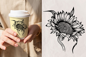 Sunflowers Outline Drawings