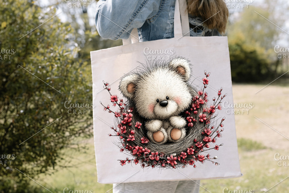 Whimsical Spring Teddy Bear Clipart, an Illustration by Canvas Craft (Photo 7 of 7)