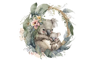 Little Baby And Mom Koala With