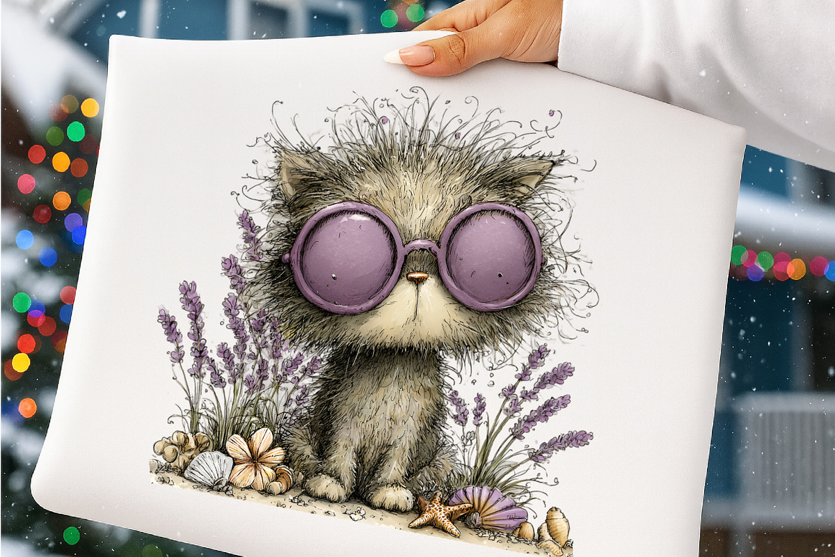 Whimsical summer cats clipart, an Illustration by SinaCreation (Photo 4 of 8)