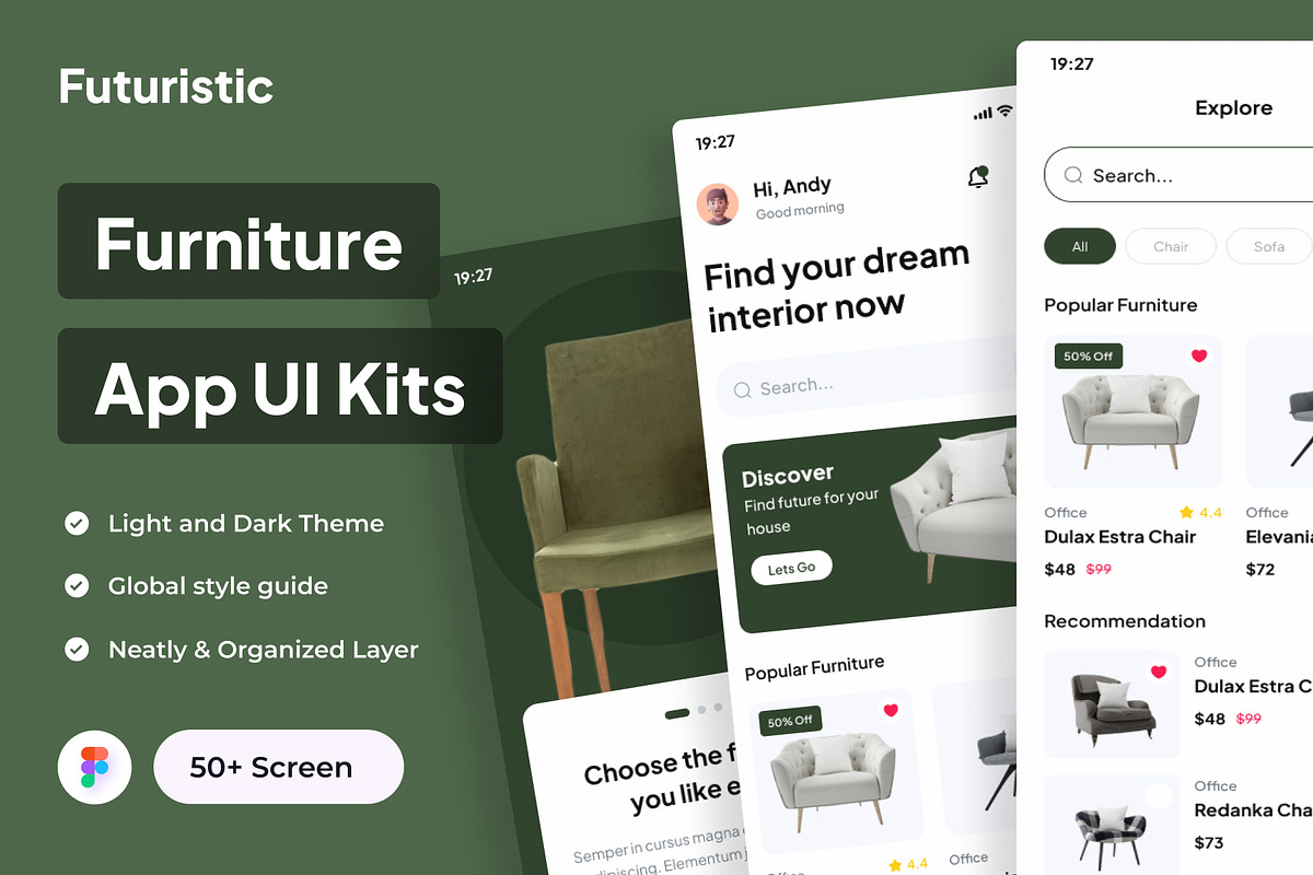 Futuristic - Furniture Apps UI Kits, an App Template by Minialis (Photo 1 of 6)