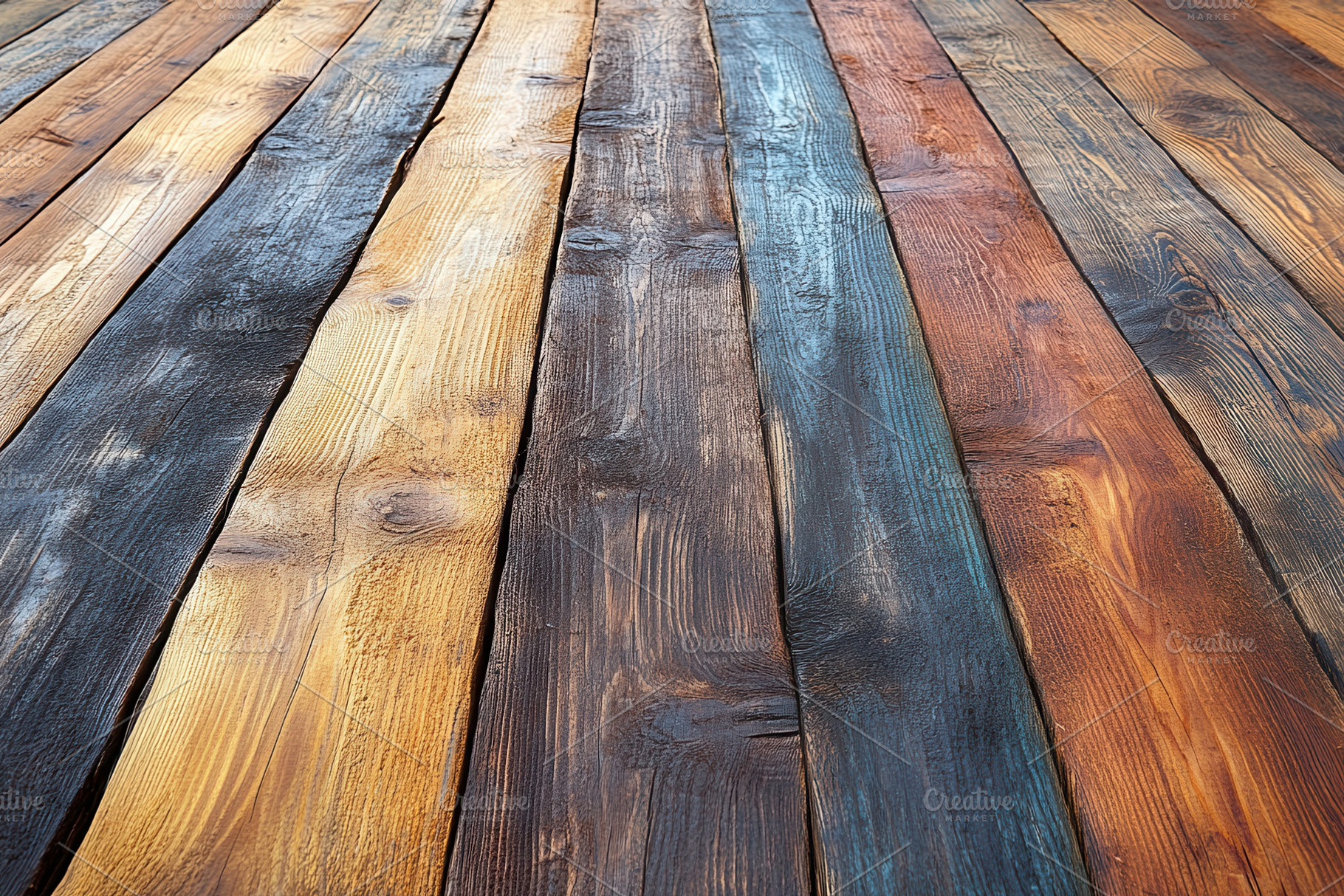 Colorful wooden floorboards showcasi, a Photo by Tanuart