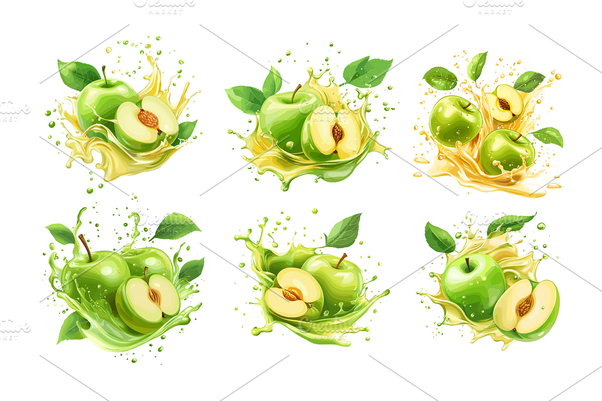 Juicy fresh apple cartoon concepts, a Food Illustration by Onyx