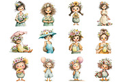 Whimsical Summer Girl Clipart, an Illustration by DreamArtGraphic (Thumbnail 4 of 4)