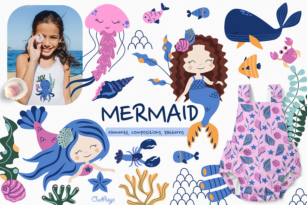 Little Mermaid Collection, an Object Illustration by owlasya (Photo 1 of 10)