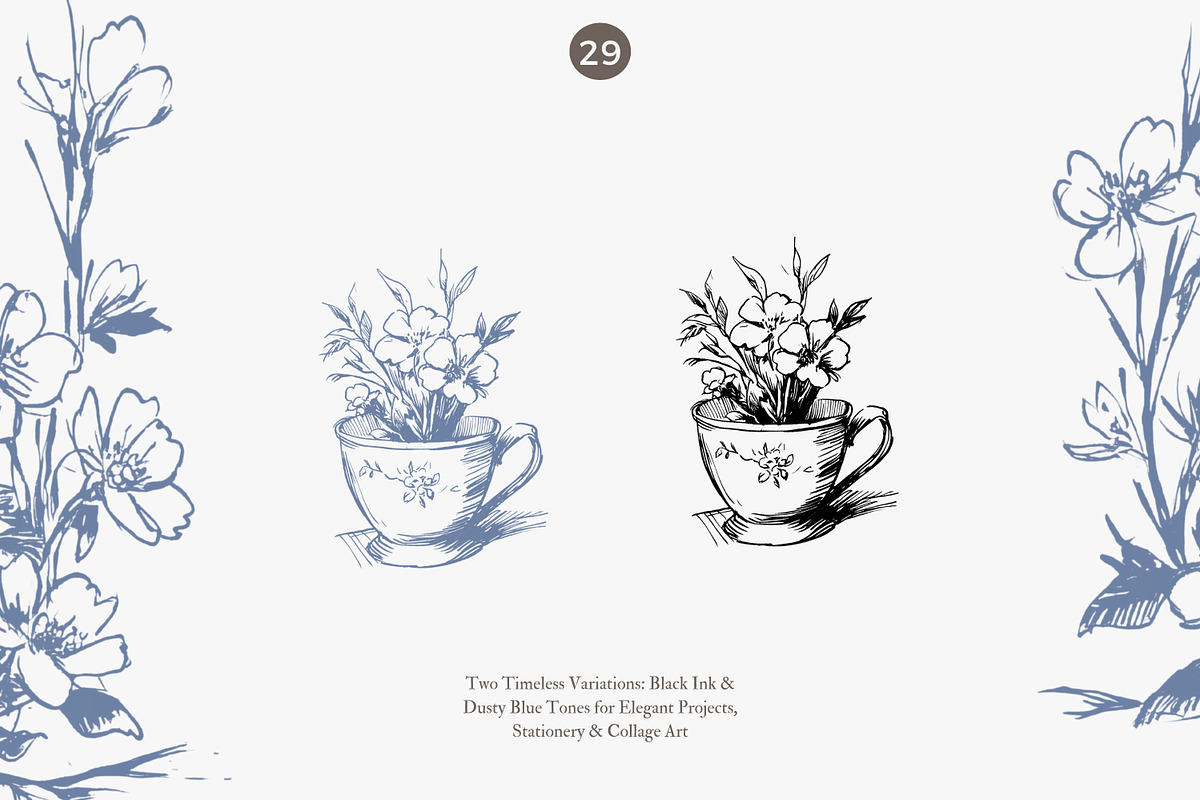 Blue toile floral monogram frames, a Decorative Illustration by Patishop Art (Photo 2 of 9)