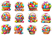 Whimsical Easter Eggs Basket Clipart, an Illustration by Designworld (Thumbnail 2 of 5)