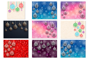 9 Christmas ball backgrounds, a Decorative Illustration by jelisua88