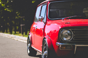Red vintage car  mini cooper featuring red, car, and vintage