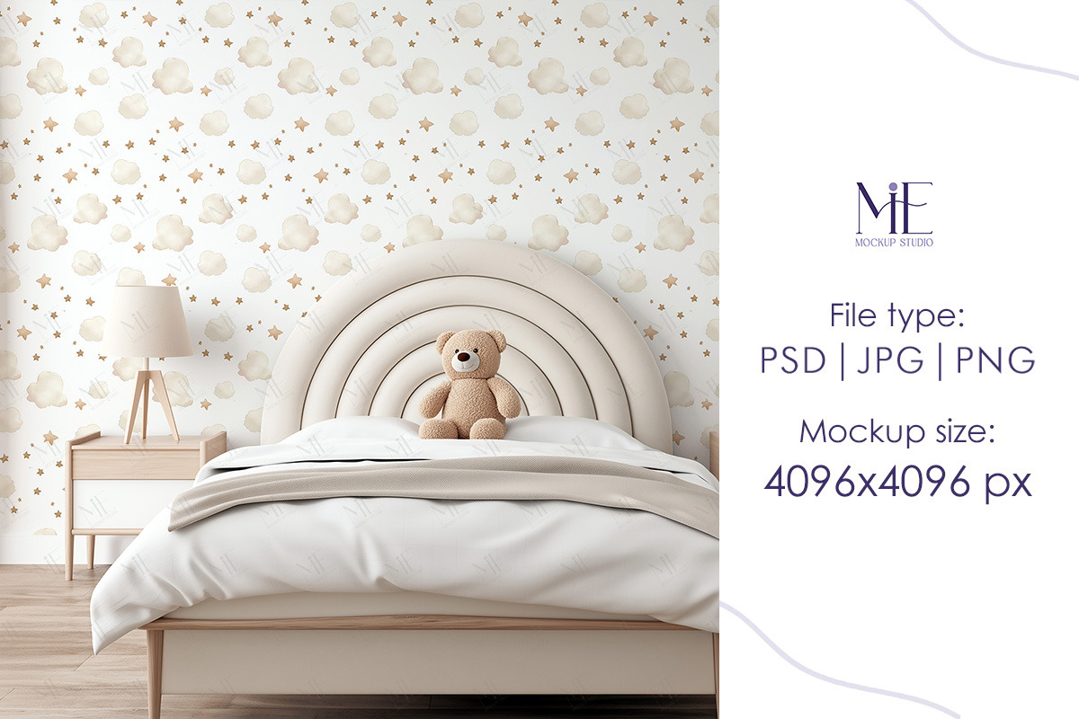 Wallpaper Baby Room Mural Mockup PSD, a Mockup by Mie Mockup Studio (Photo 3 of 7)