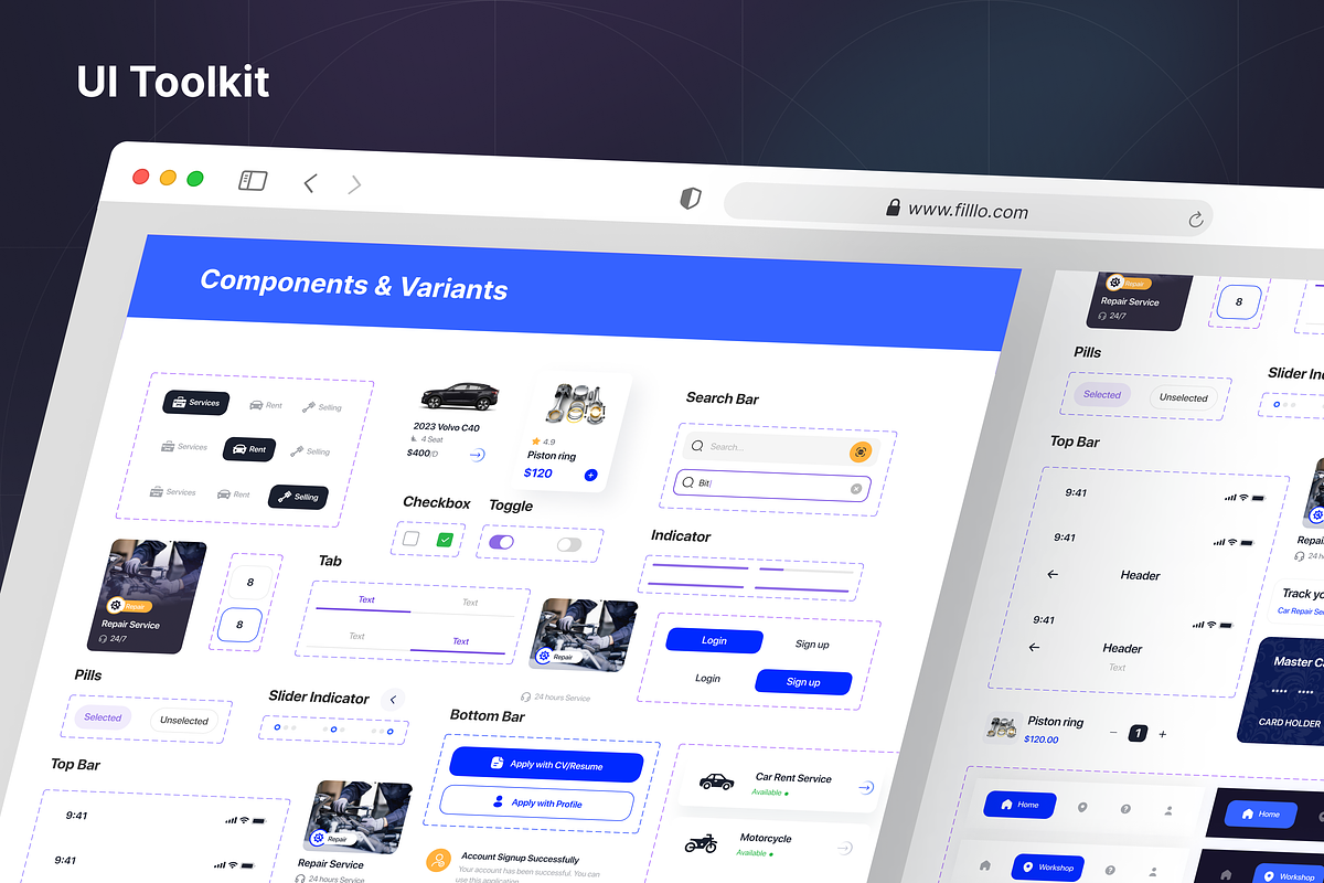 Filllo Automotive App UI Kit, an UI Kit Template by floxui (Photo 5 of 7)