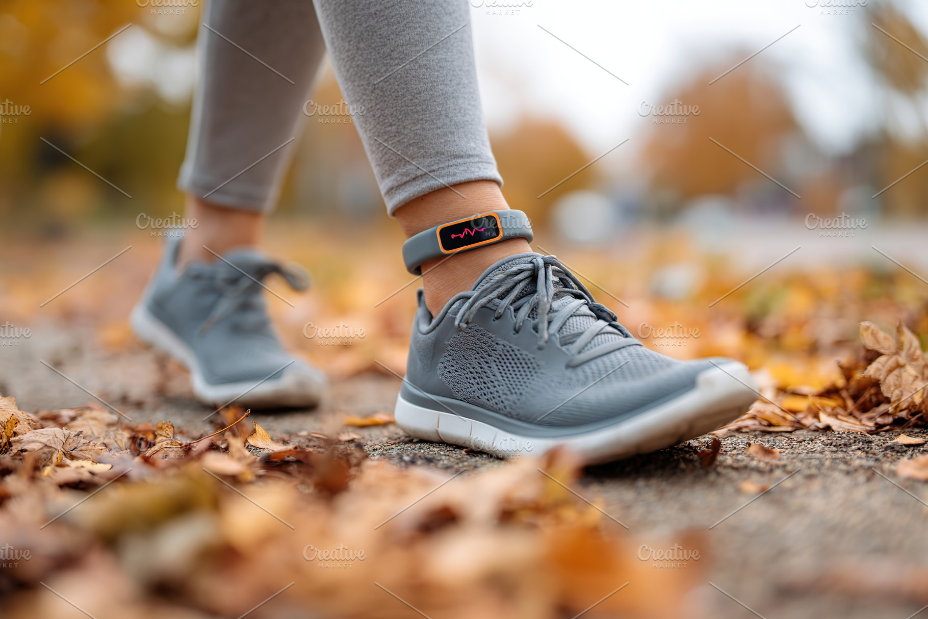 Wellness-focused individual enjoying a walk in a park during autumn, a Photo by AlyaAnd