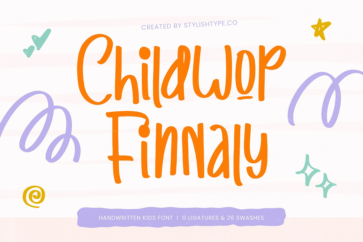 Childwop Finnaly Handwritten Kids, a Script Font by stylishtype.co (Photo 1 of 15)