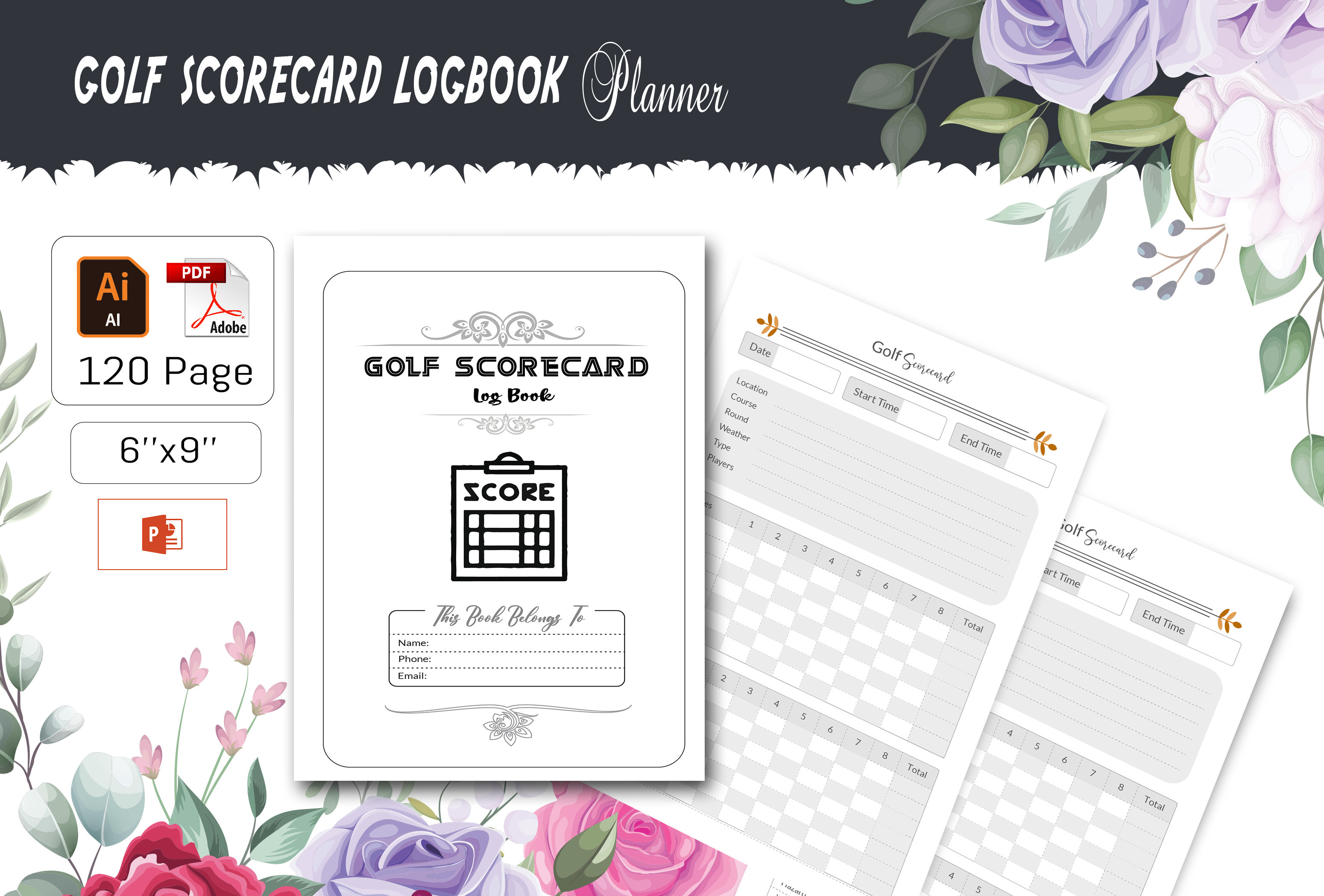 Golf Scorecard Log Book, a Stationery Template by design_hut