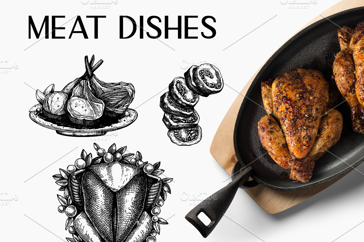 BUNDLE - Fish & Meat Vectors, a Food Illustration by Yevheniia (Photo 4 of 9)