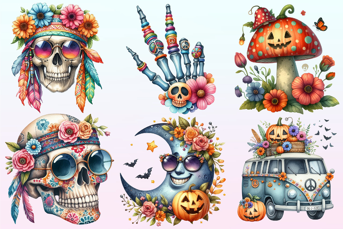Groovy Halloween Day Clipart., a Graphic by CitraGraphics (Photo 3 of 4)