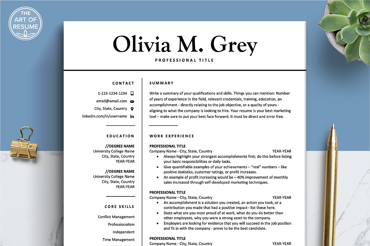 Minimalist Resume, CV Template, a Resume Template by The Art of Resume (Photo 1 of 8)