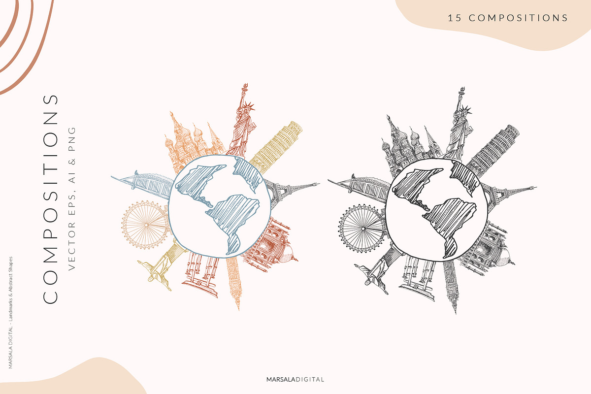 City Landmarks Destinations Abstract, a Decorative Illustration by Kaya Fonts (Photo 5 of 17)