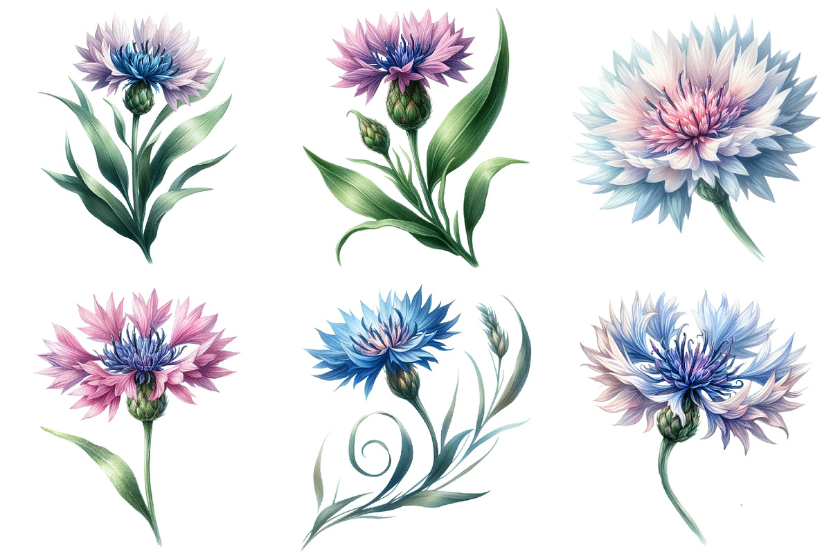 Blue Watercolor Cornflower Clipart, an Illustration by Daily.Designs (Photo 3 of 5)