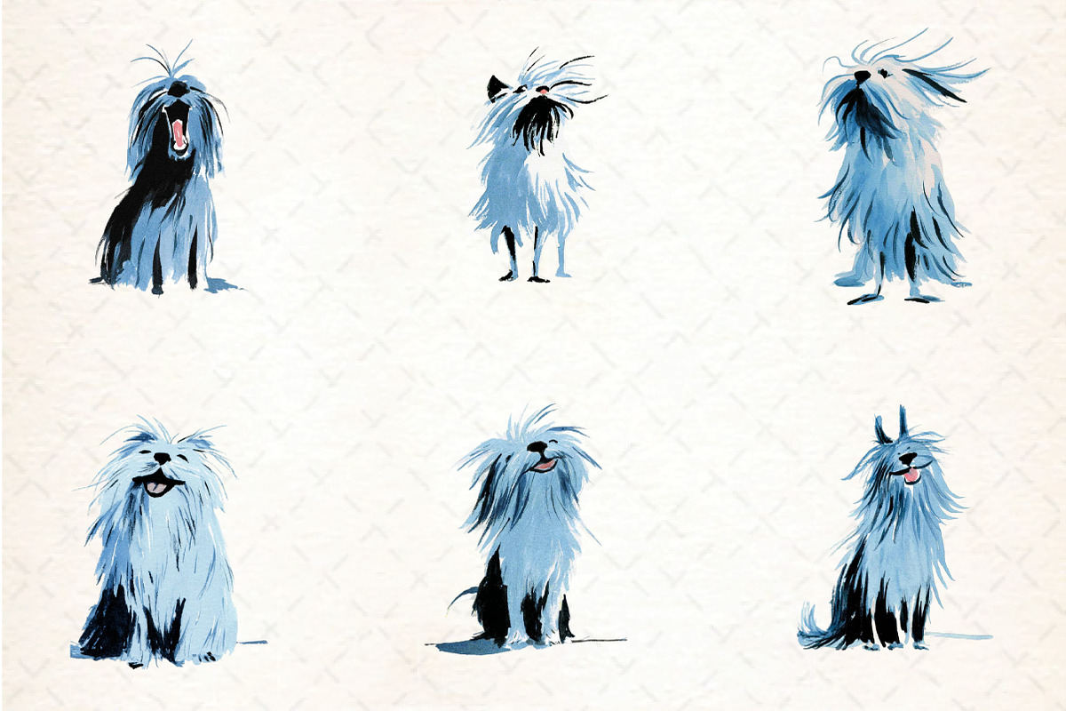Watercolor Doodle Dog Clipart Set, an Illustration by DreamCafeArt (Photo 3 of 5)