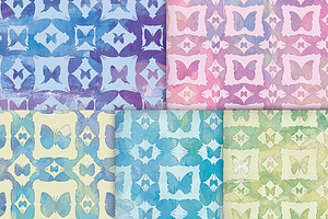 Watercolor Butterfly Garden Patterns