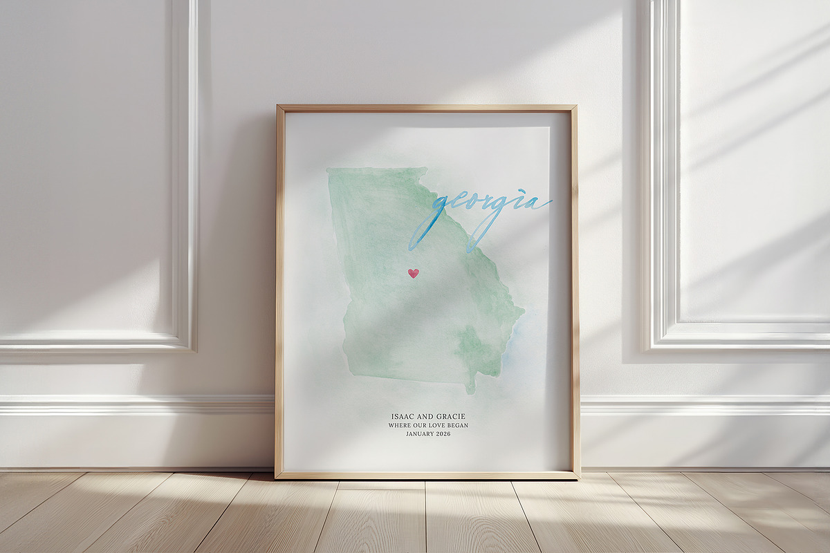 Watercolor Map of Georgia, an Illustration by Beloved Paper (Photo 2 of 6)